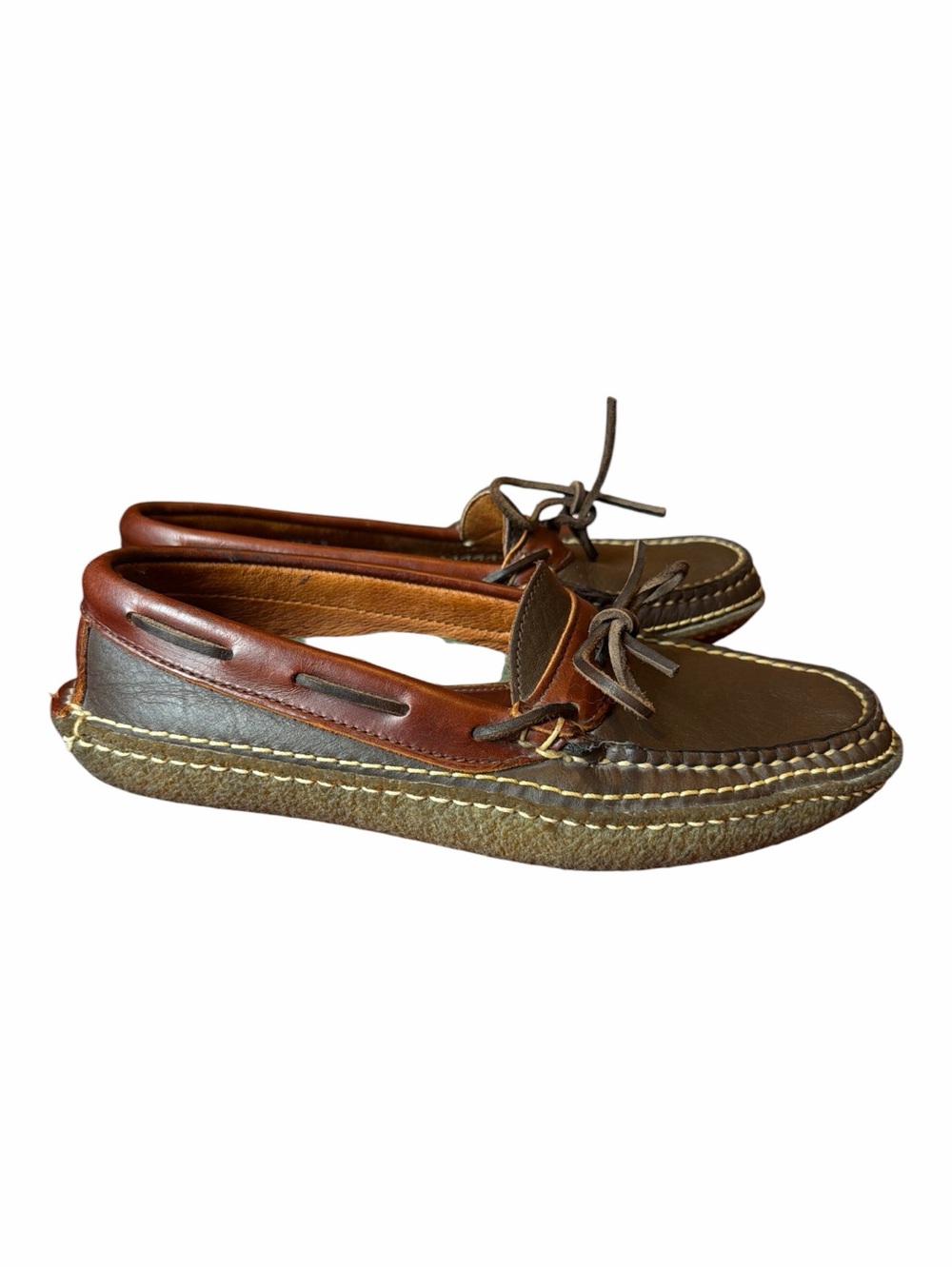 Men's Brown Two-Tone Leather Boat Shoes